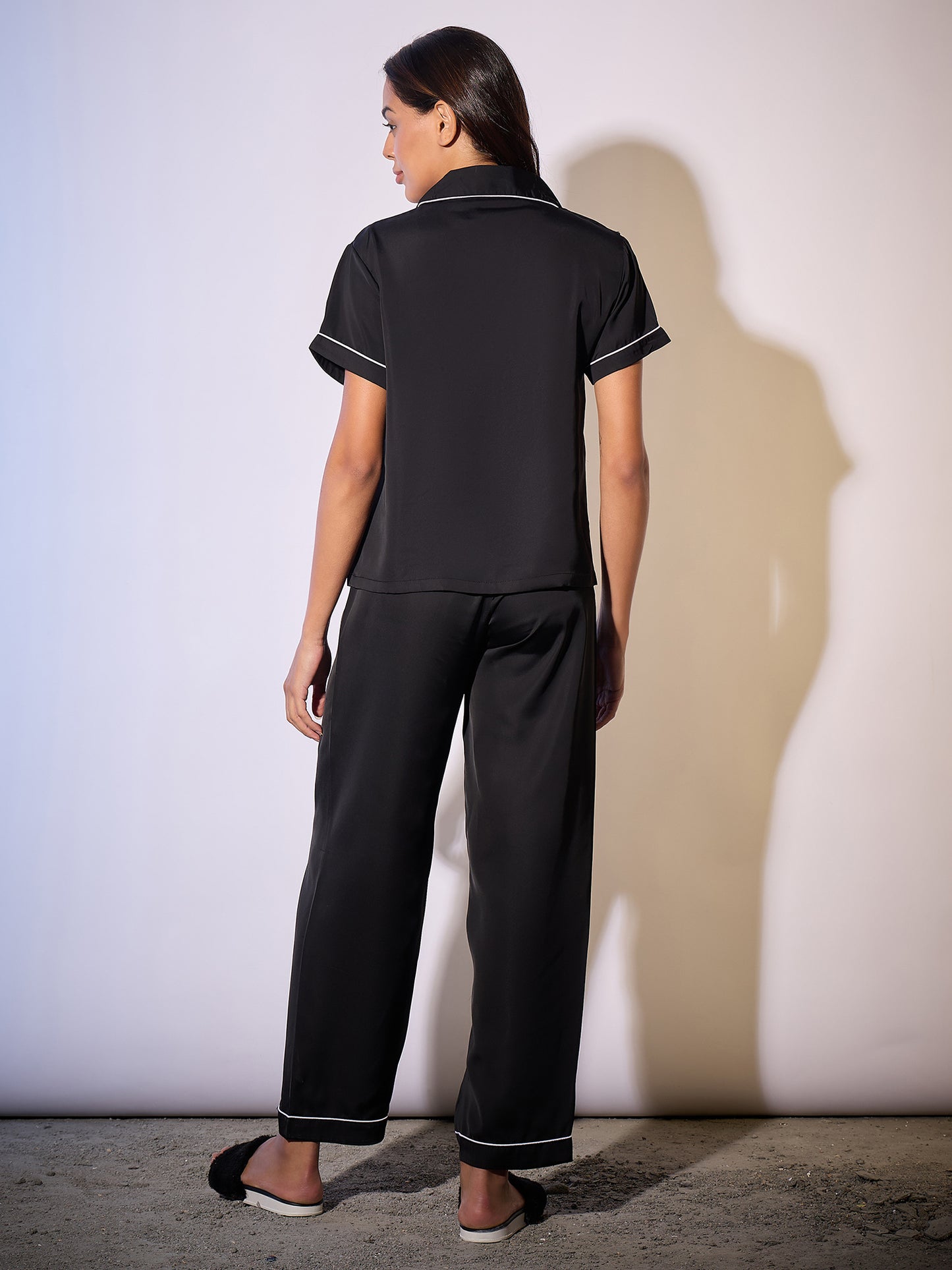 Satin pyjama shirt and bottoms