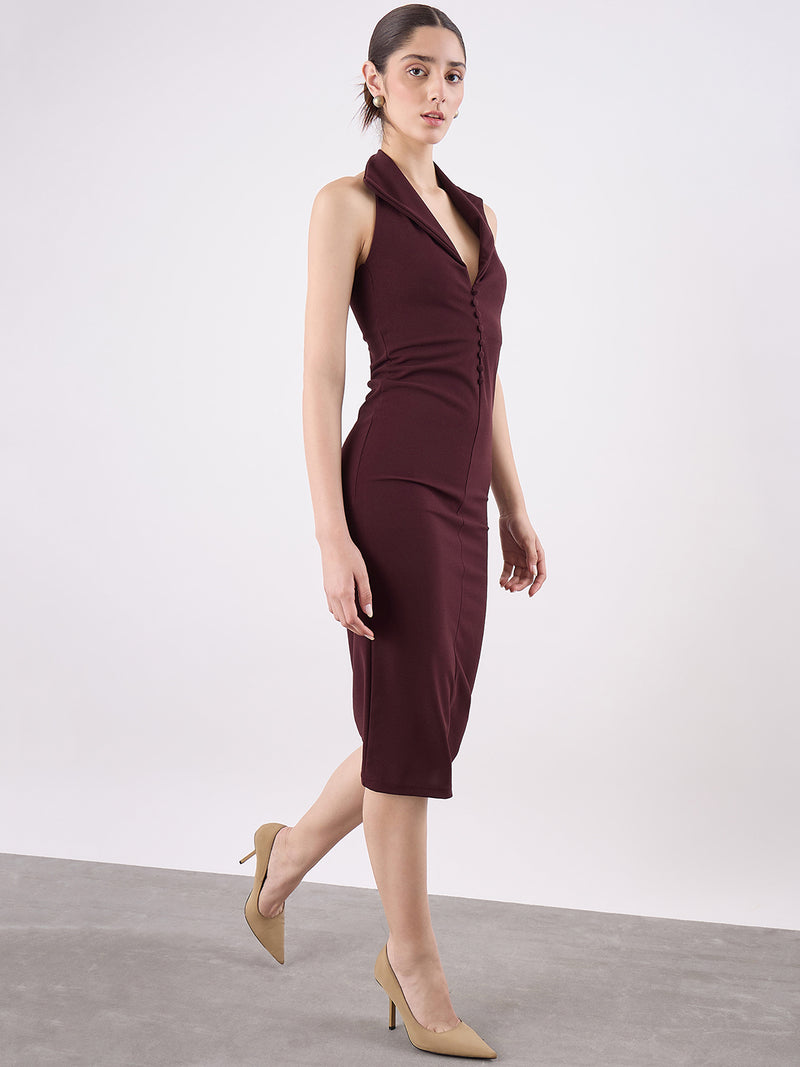Collared Halter Midi