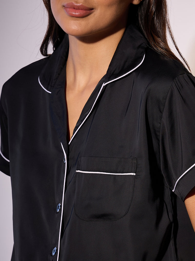 Satin pyjama shirt and bottoms