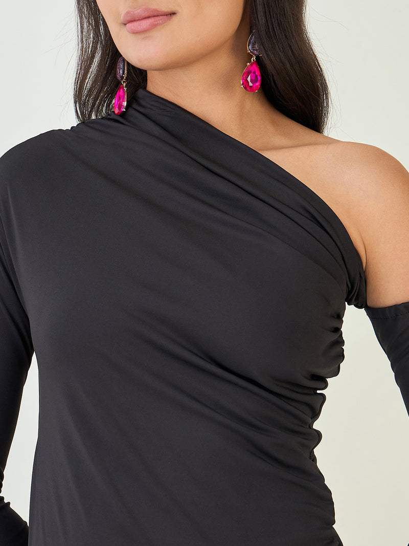 Off Shoulder Ruched Maxi Dress