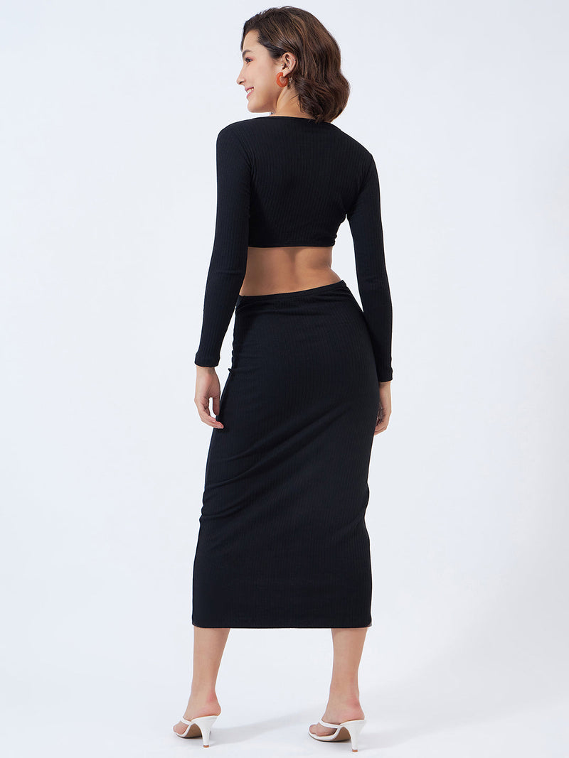 Rib Waist Cut Out Maxi Dress