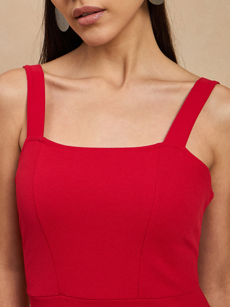 Solid Fit & Flare Dress