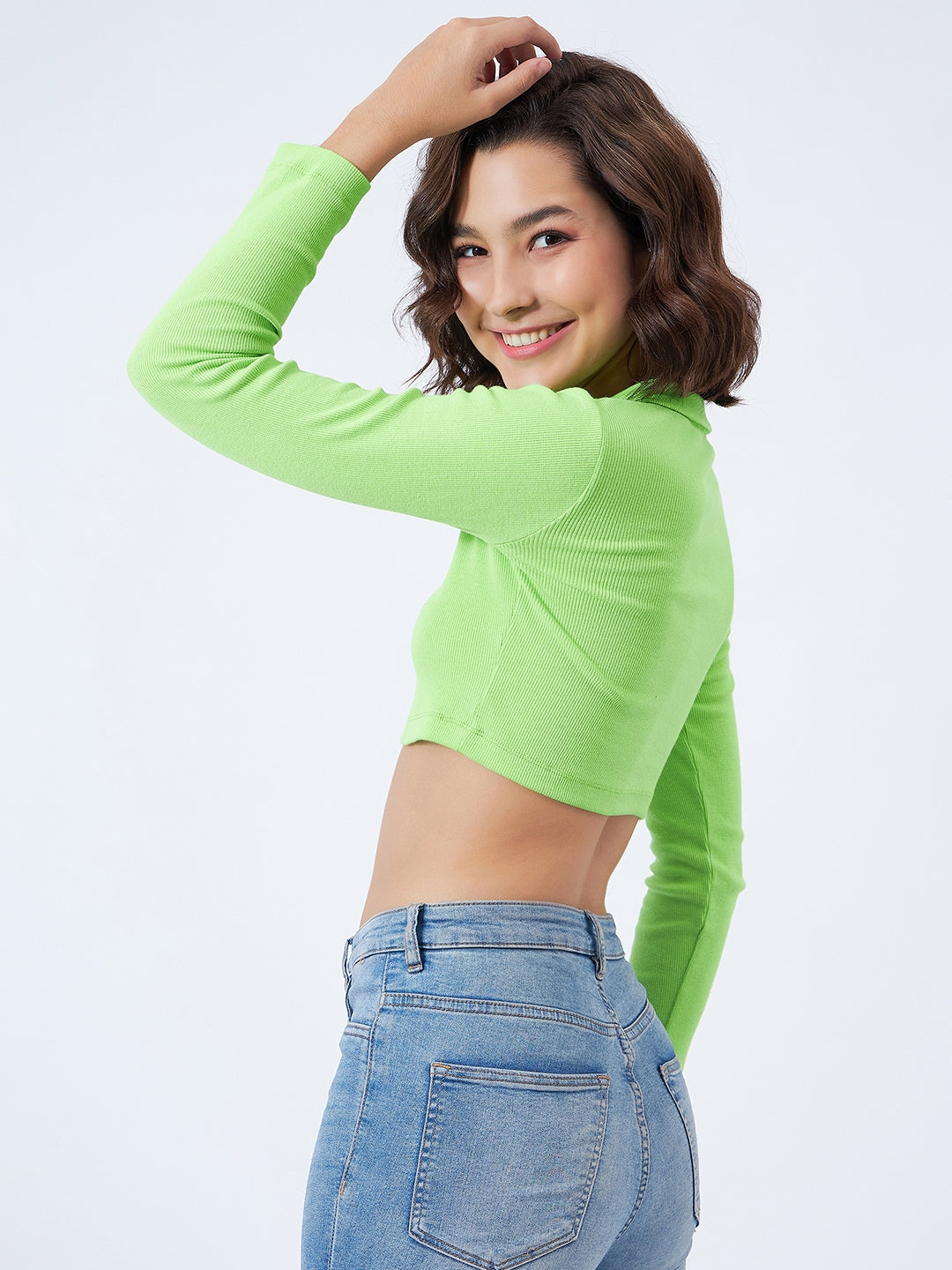 Ribbed Collared Top