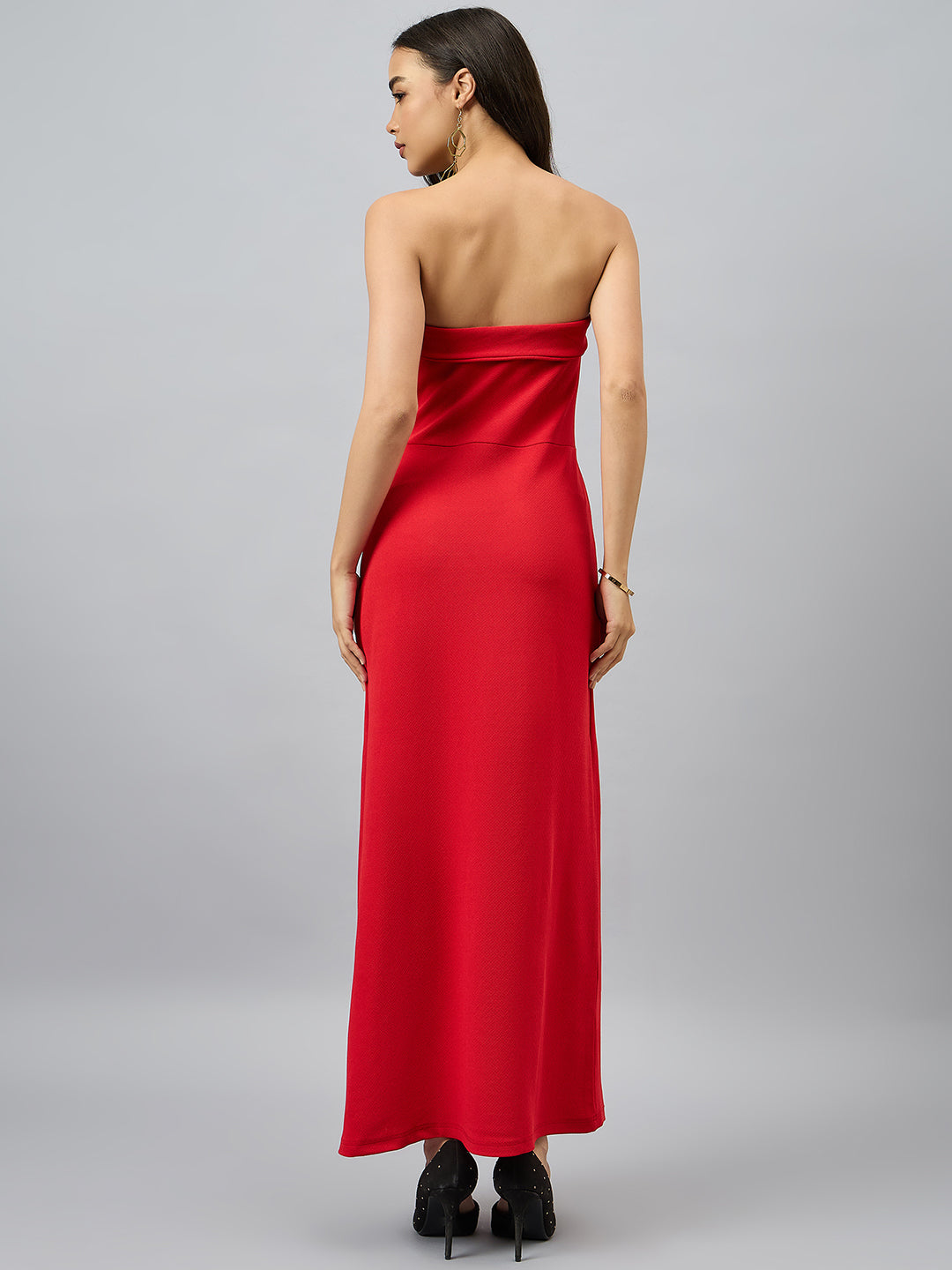 Solid Strapless Evening Gown