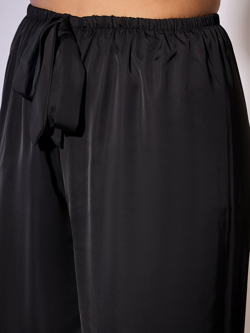 Satin pyjama shirt and bottoms