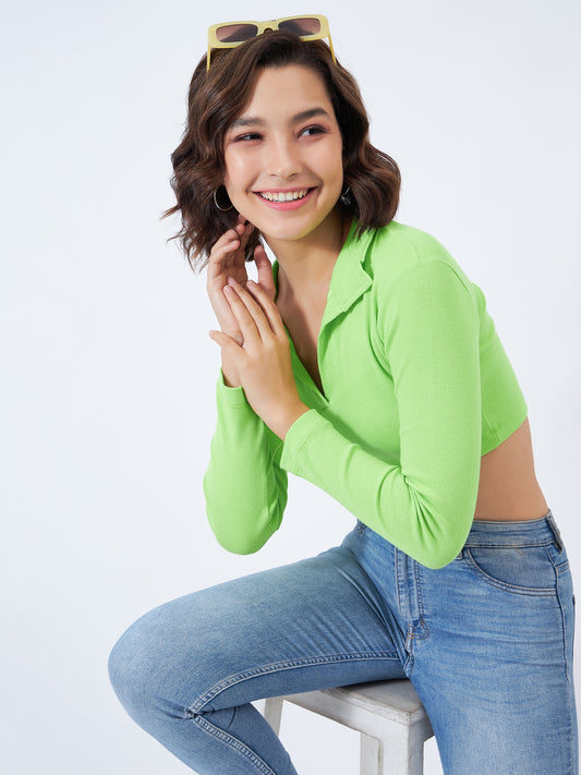 Ribbed Collared Top