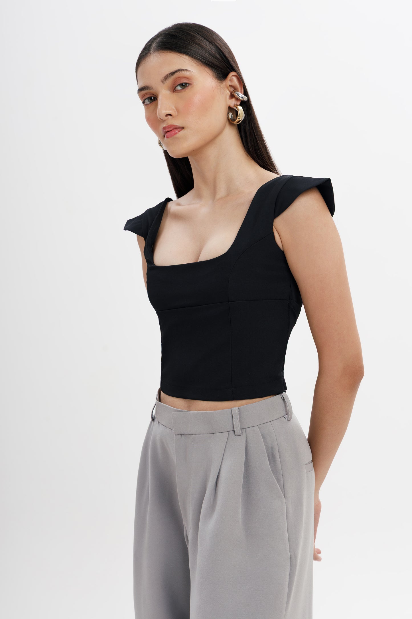 Cap-Sleeve Fitted Top