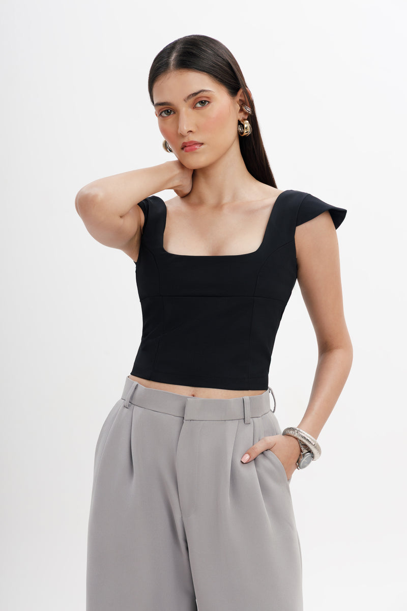 Cap-Sleeve Fitted Top