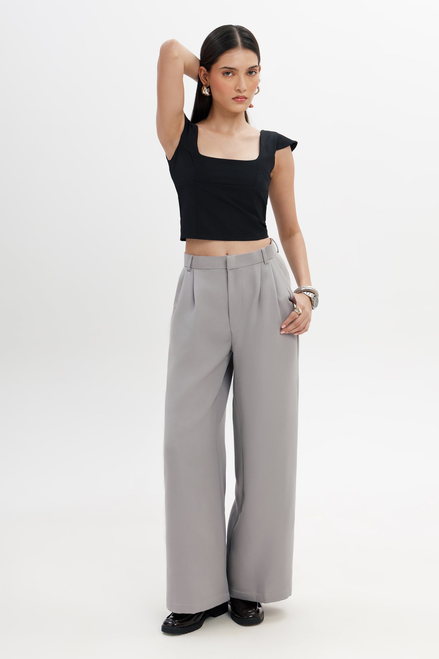 High Waist Flared Trousers