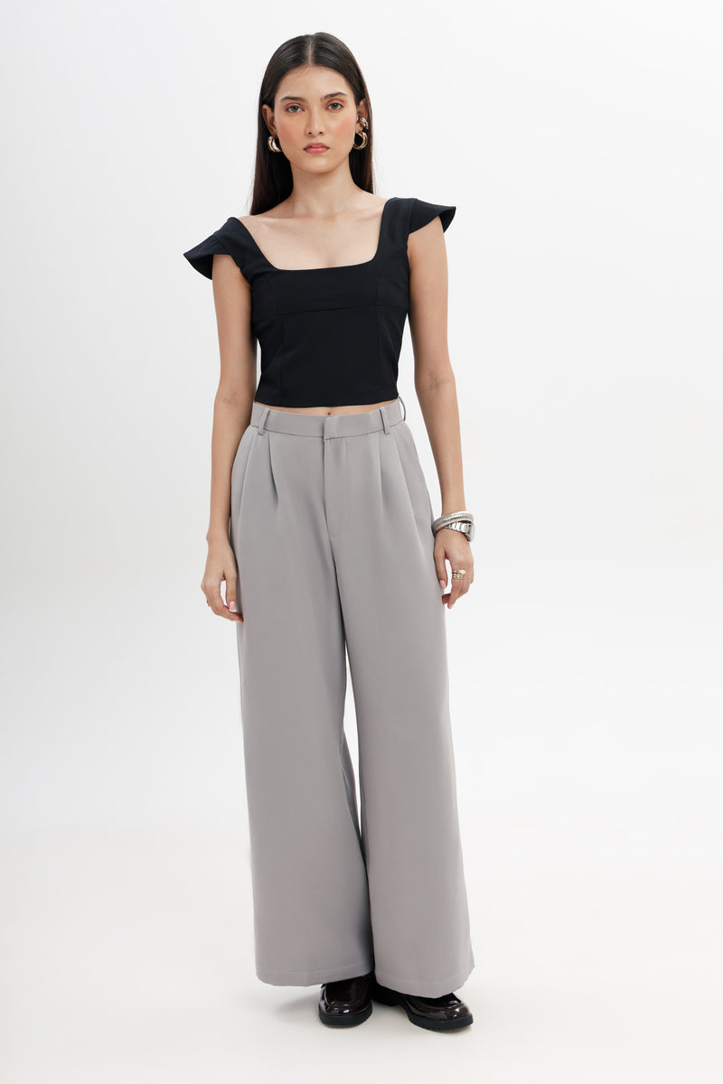 High Waist Flared Trousers