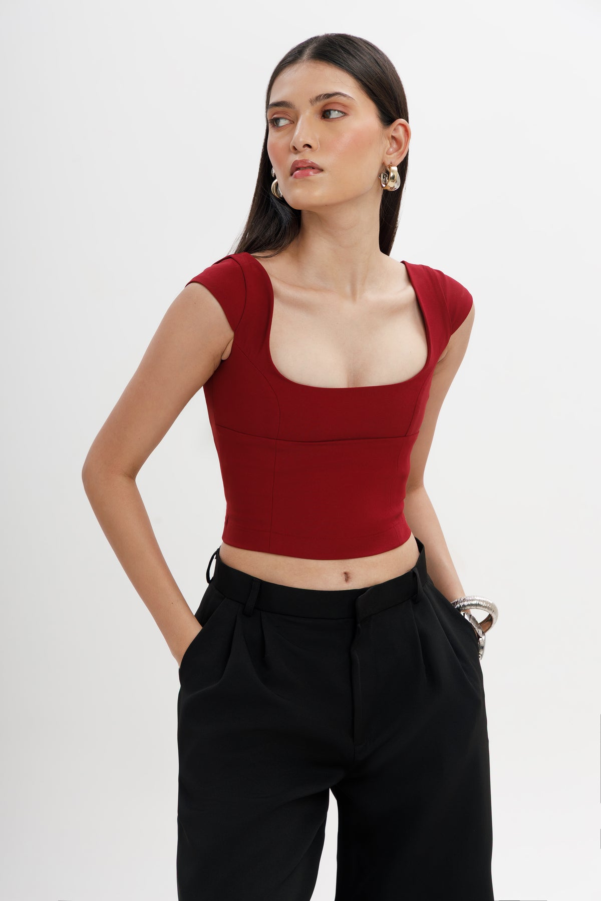 Cap-Sleeve Fitted Top