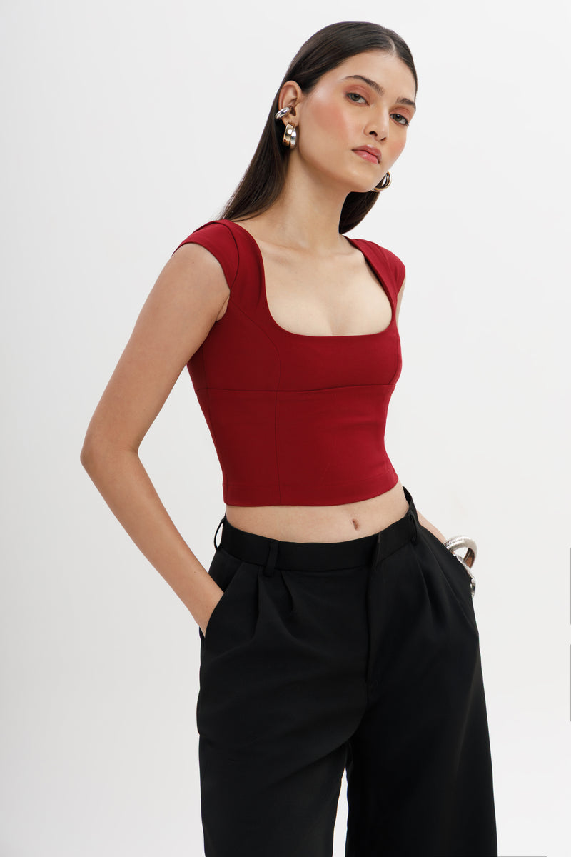 Cap-Sleeve Fitted Top