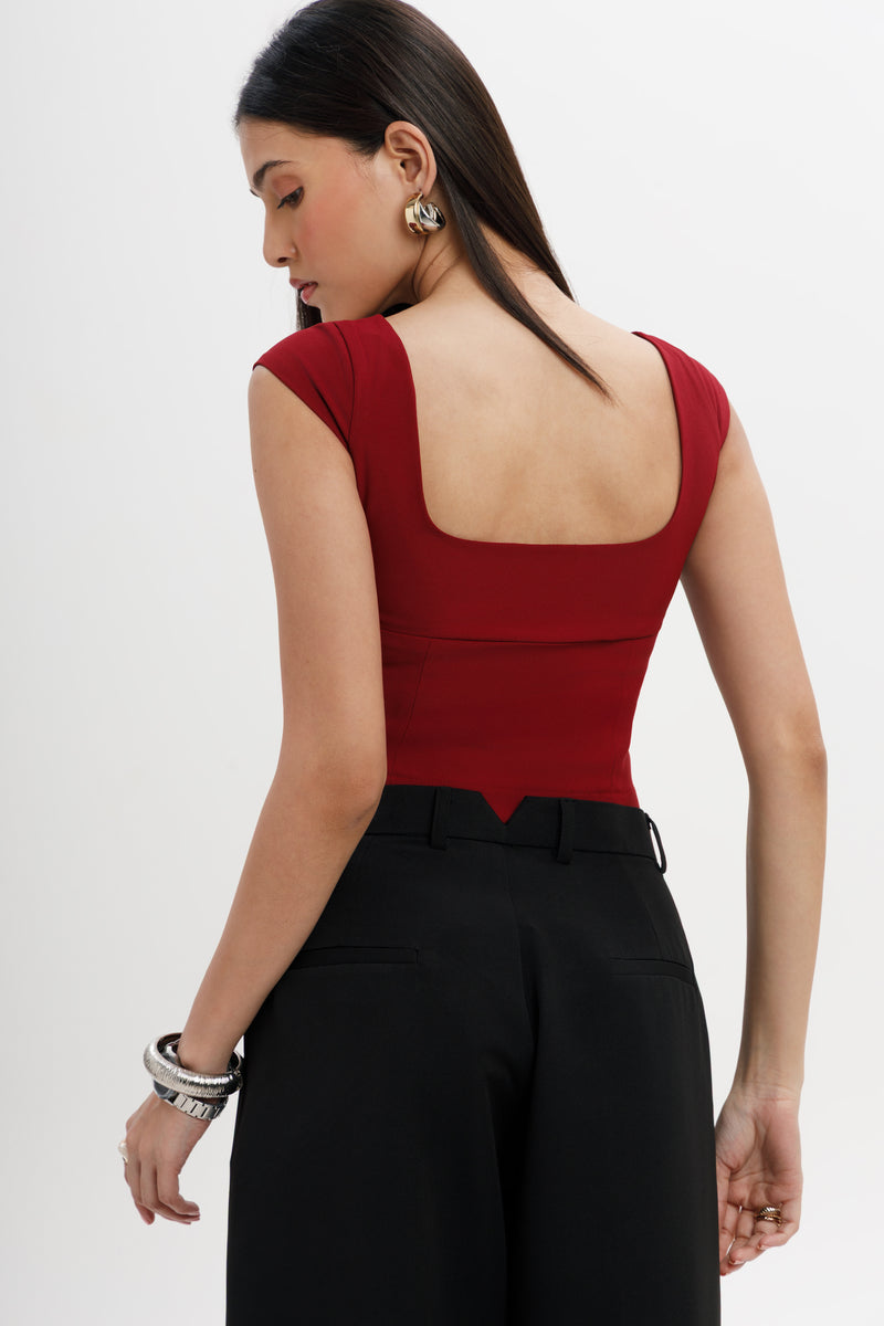 Cap-Sleeve Fitted Top