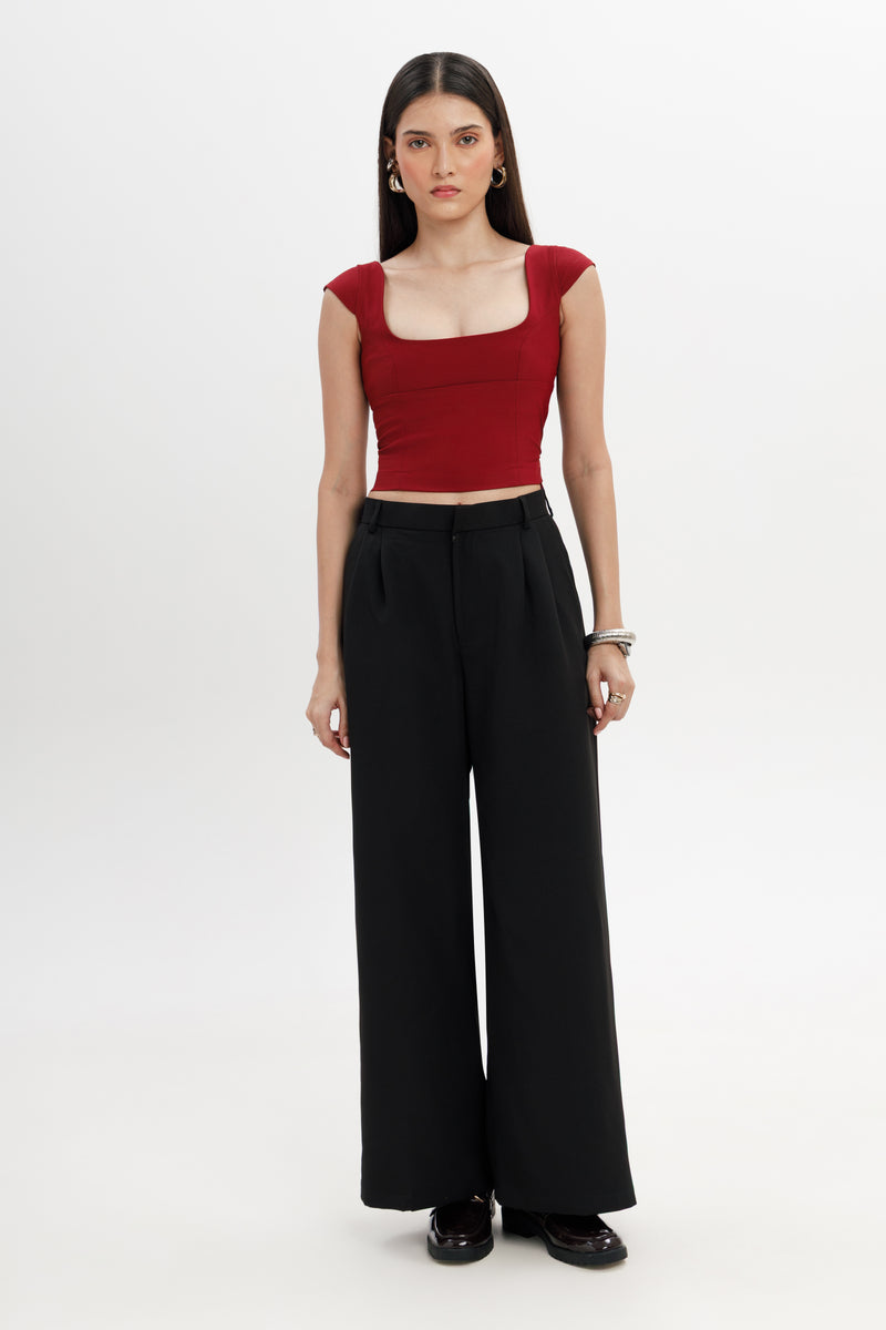 High Waist Flared Trousers