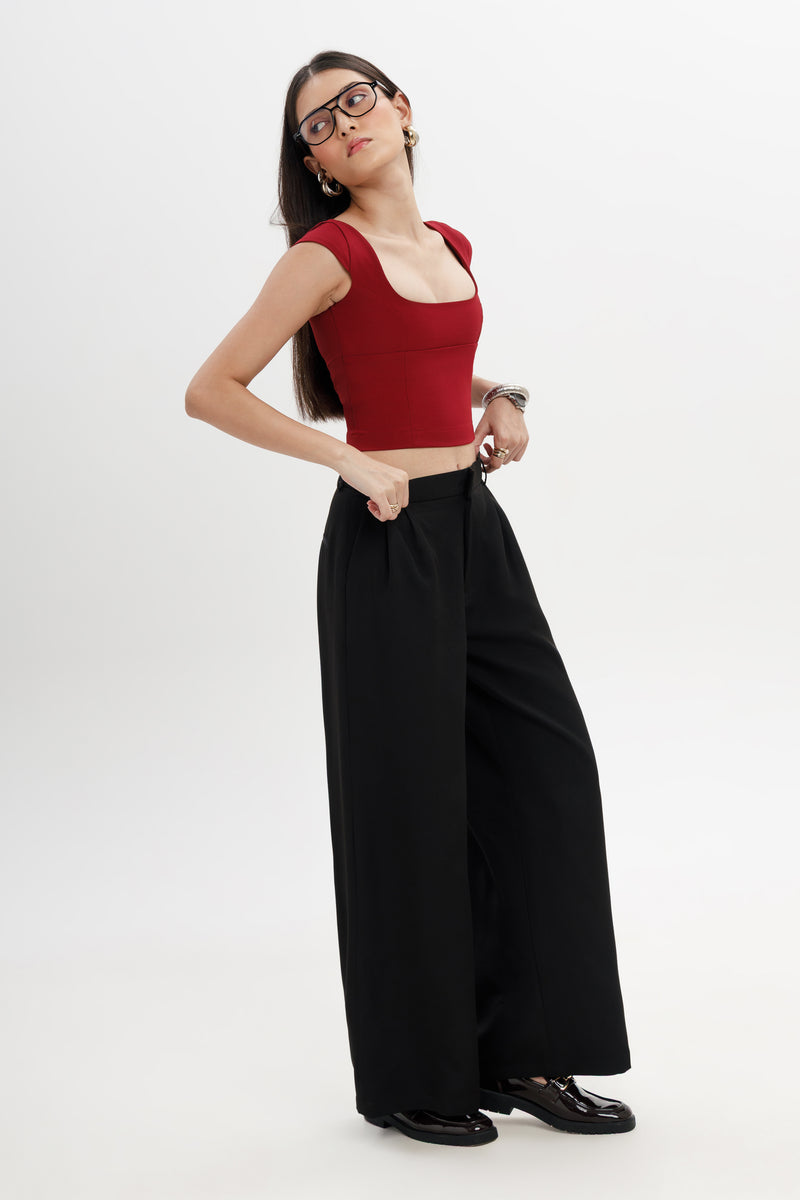 High Waist Flared Trousers