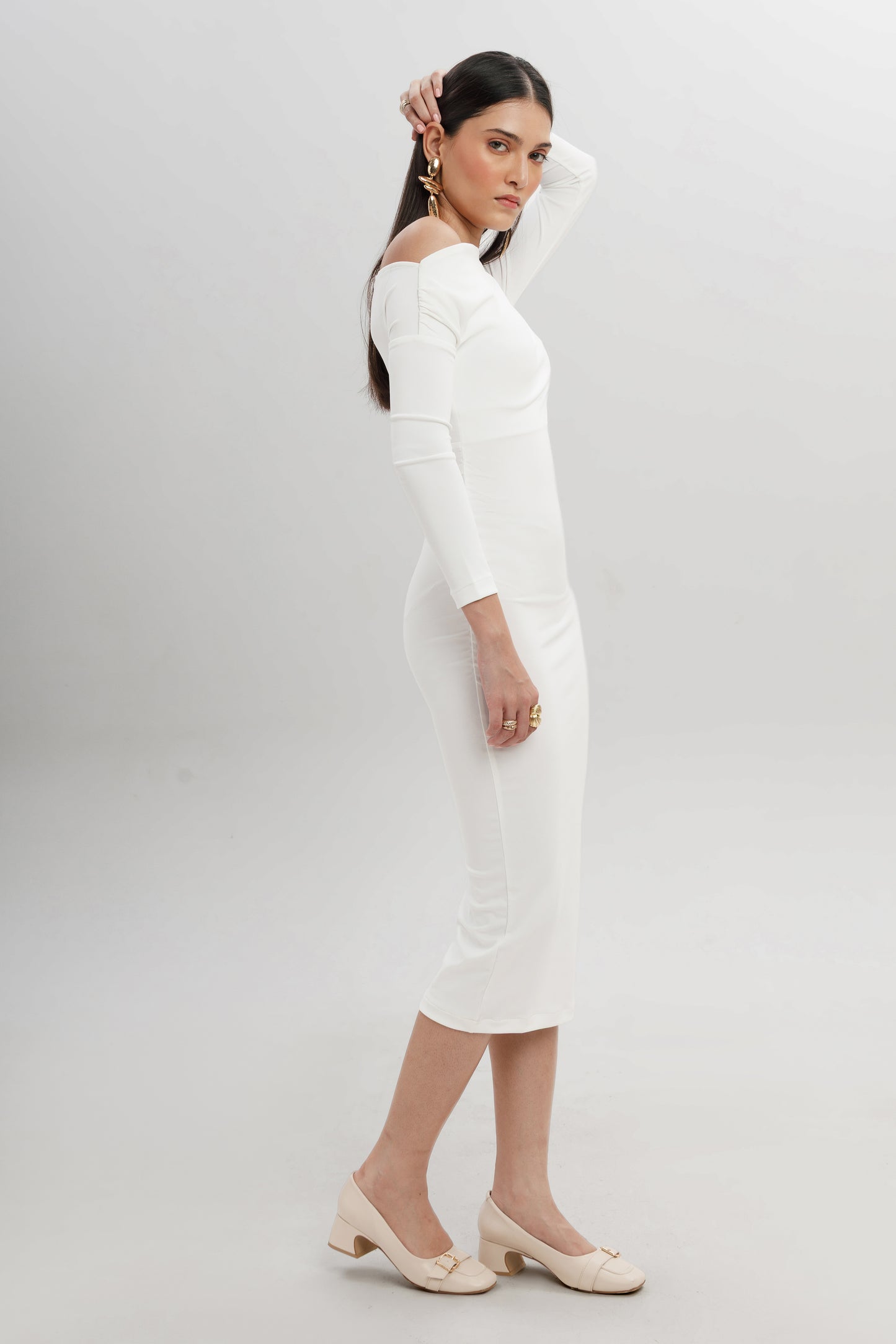 Draped One-Shoulder Maxi