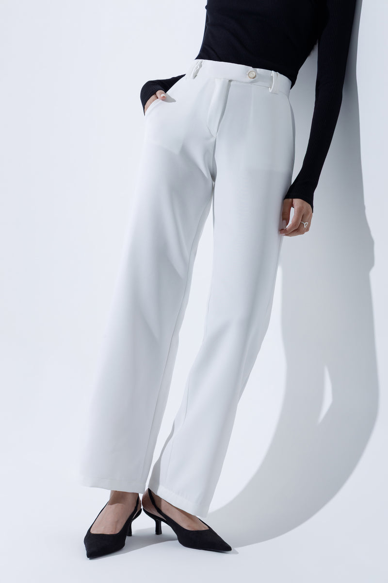 Mid Waist Straight Leg Trousers