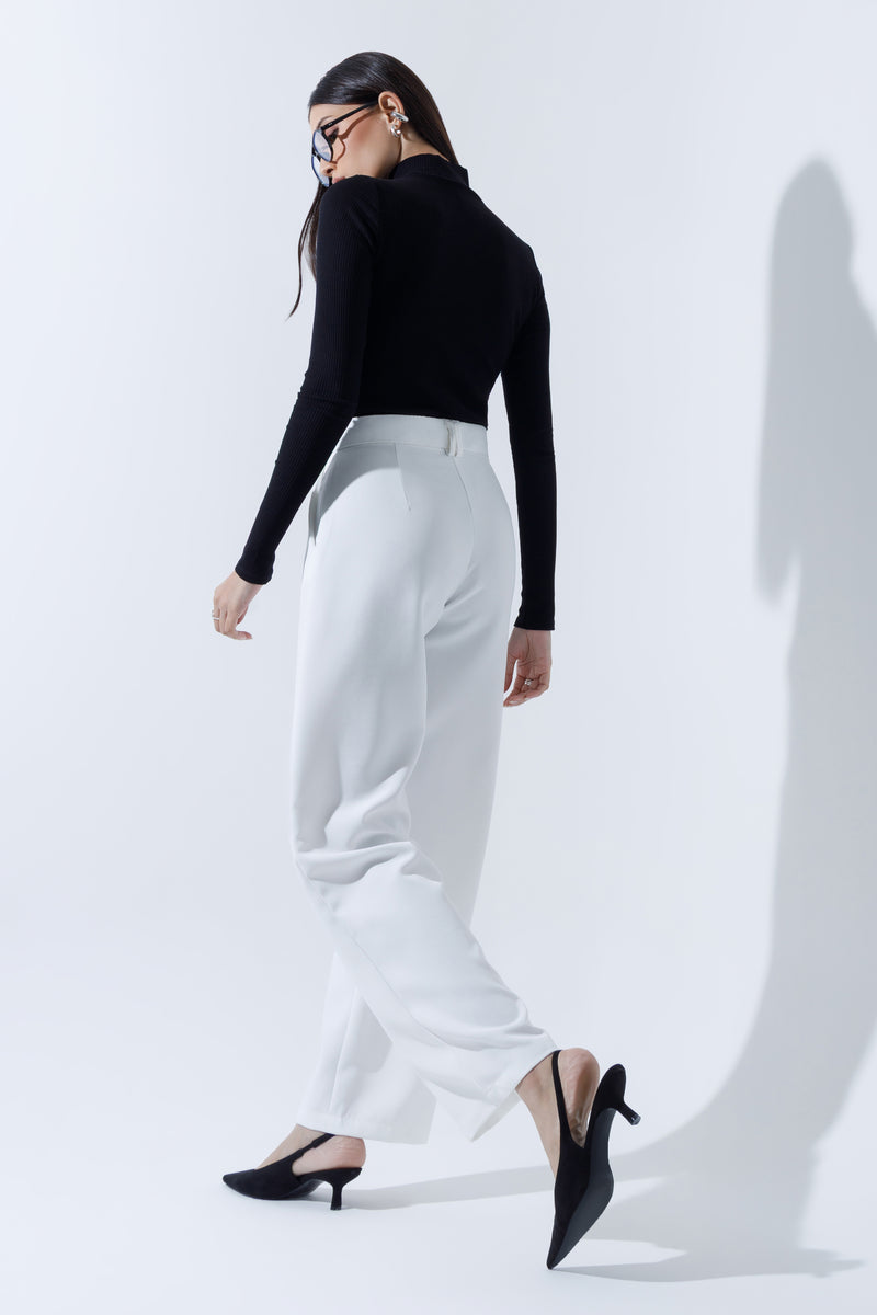 Mid Waist Straight Leg Trousers