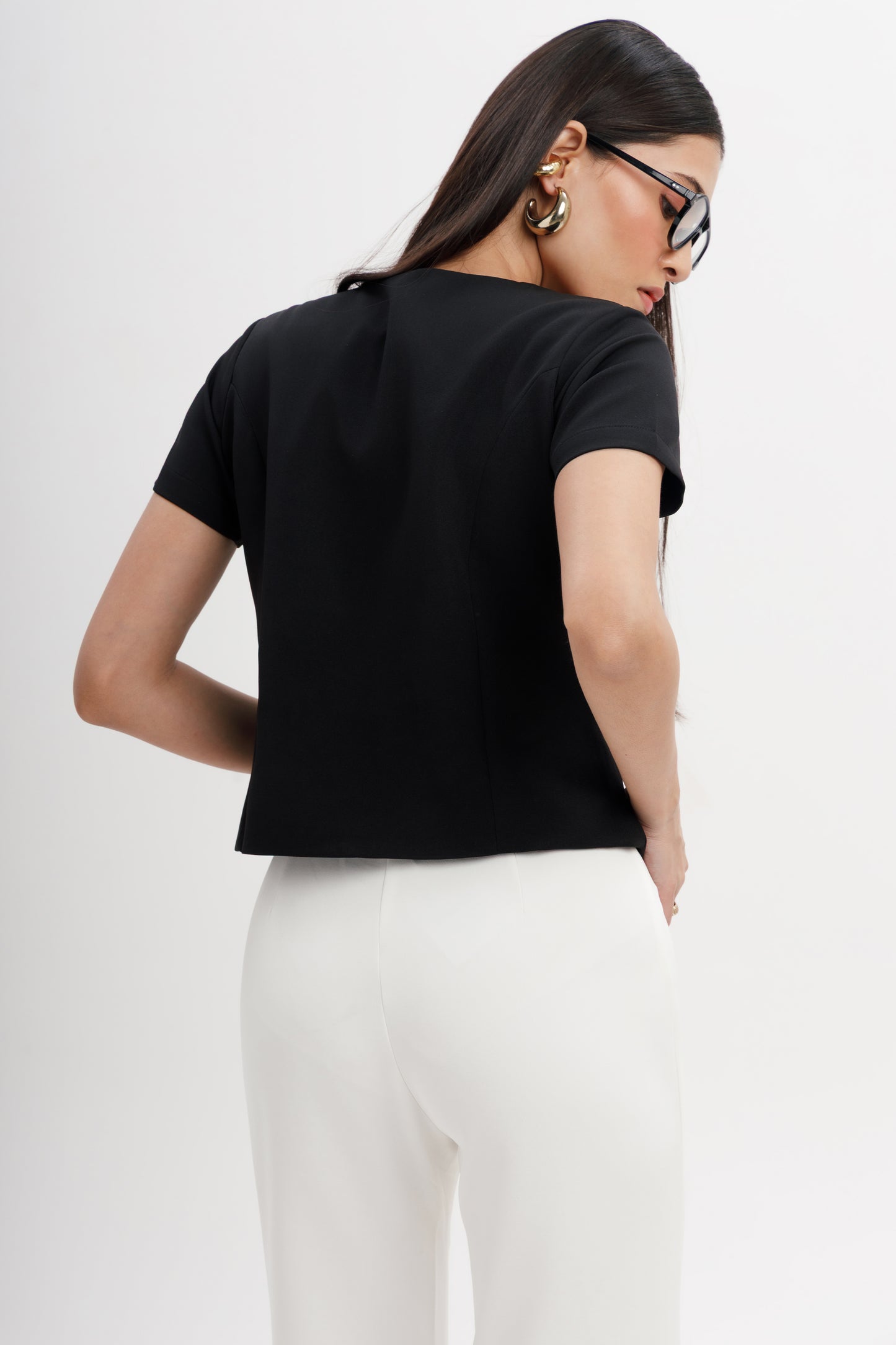 Buttoned Square Neck Top