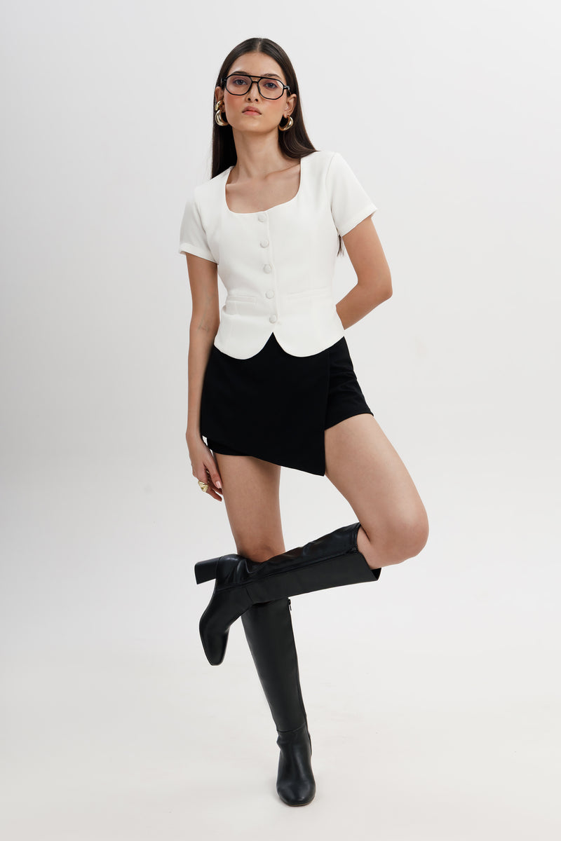 Buttoned Square Neck Top