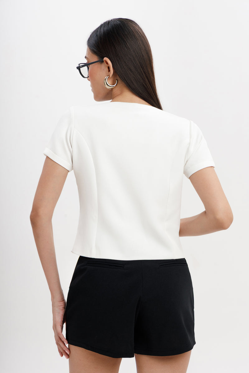 Buttoned Square Neck Top