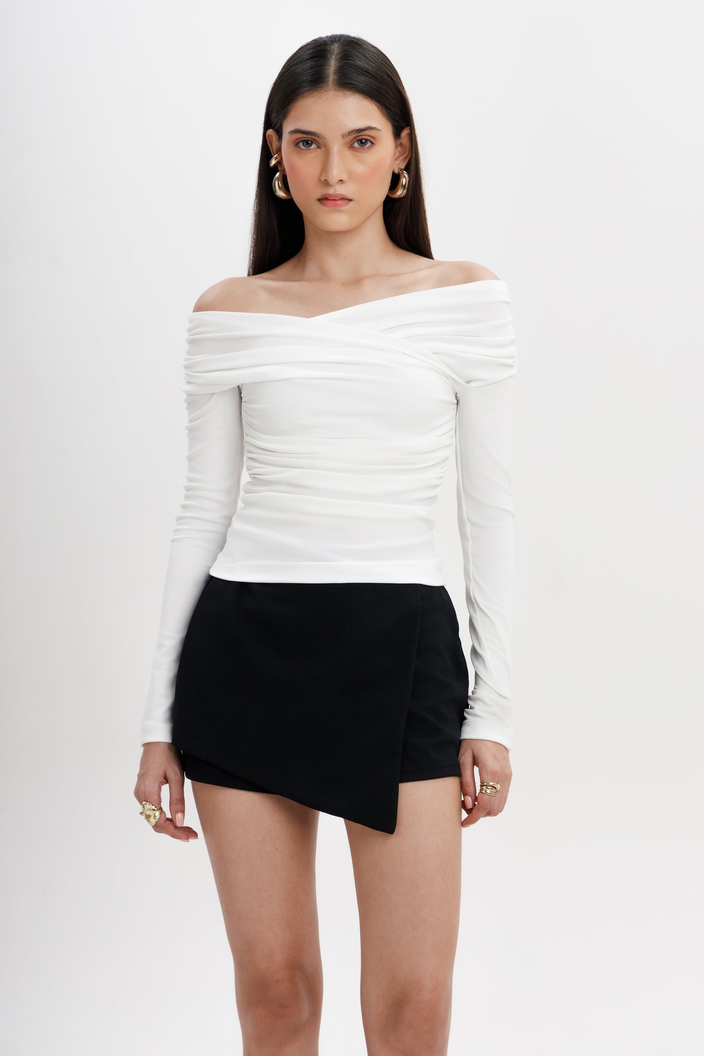Draped Surplice Neck Top