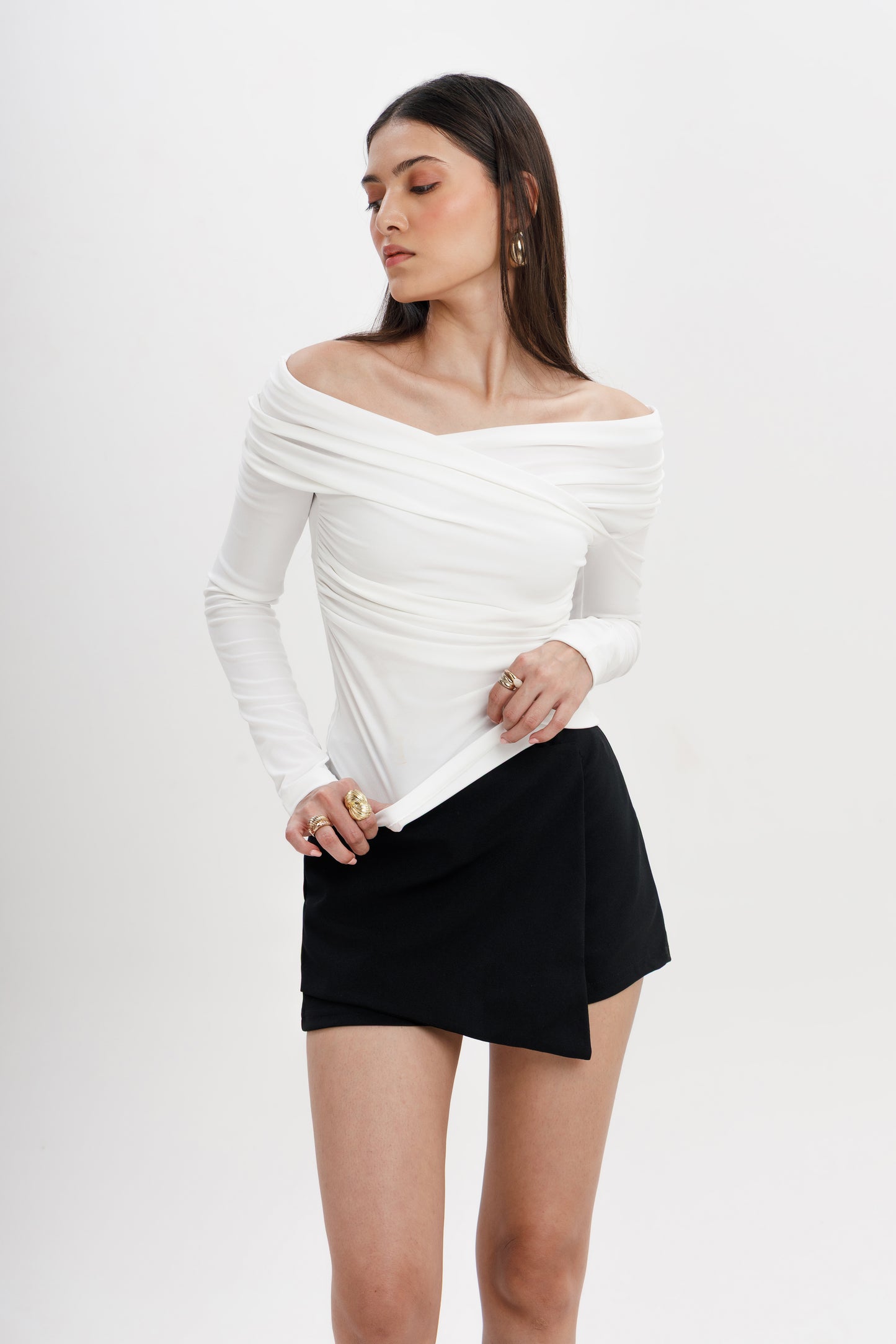 Draped Surplice Neck Top