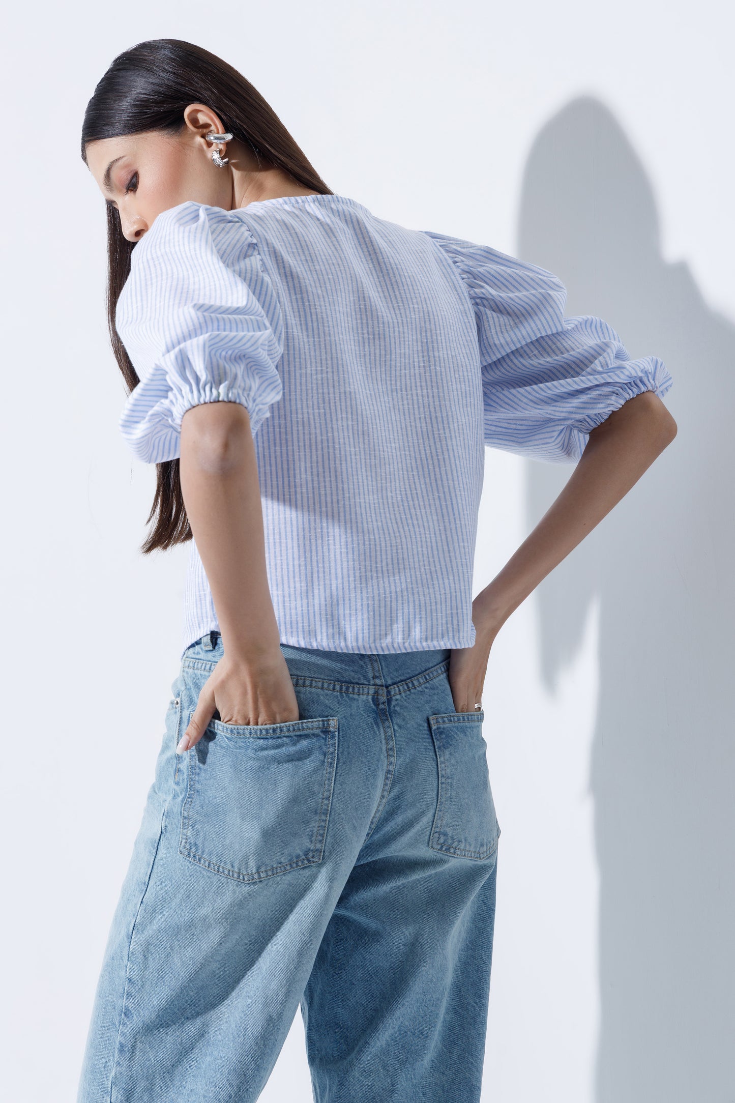 Linen-Blend Blouse