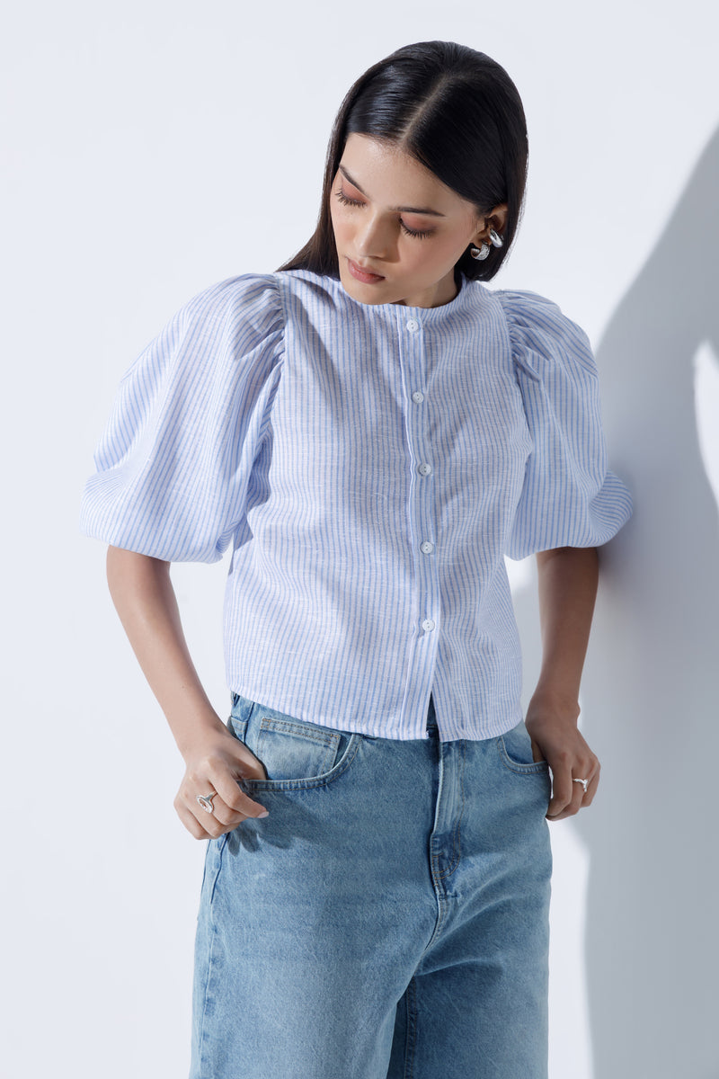 Linen-Blend Blouse