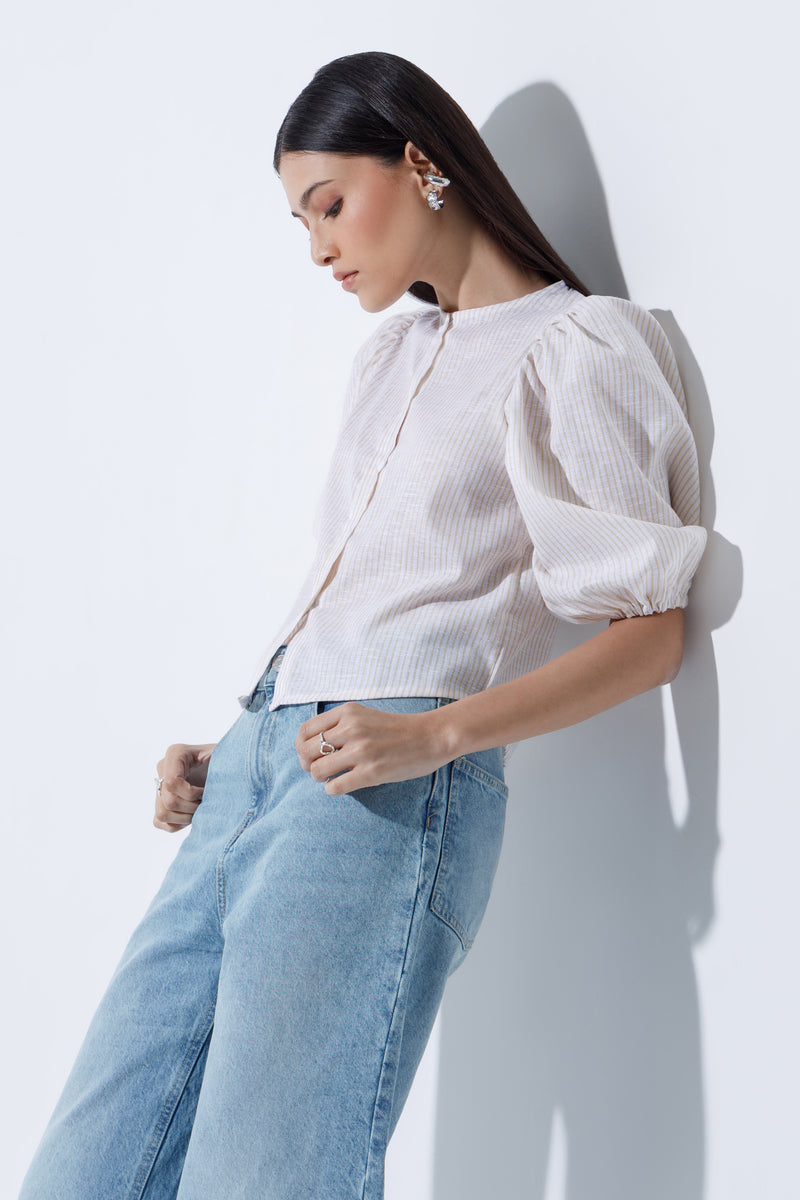 Linen-Blend Blouse