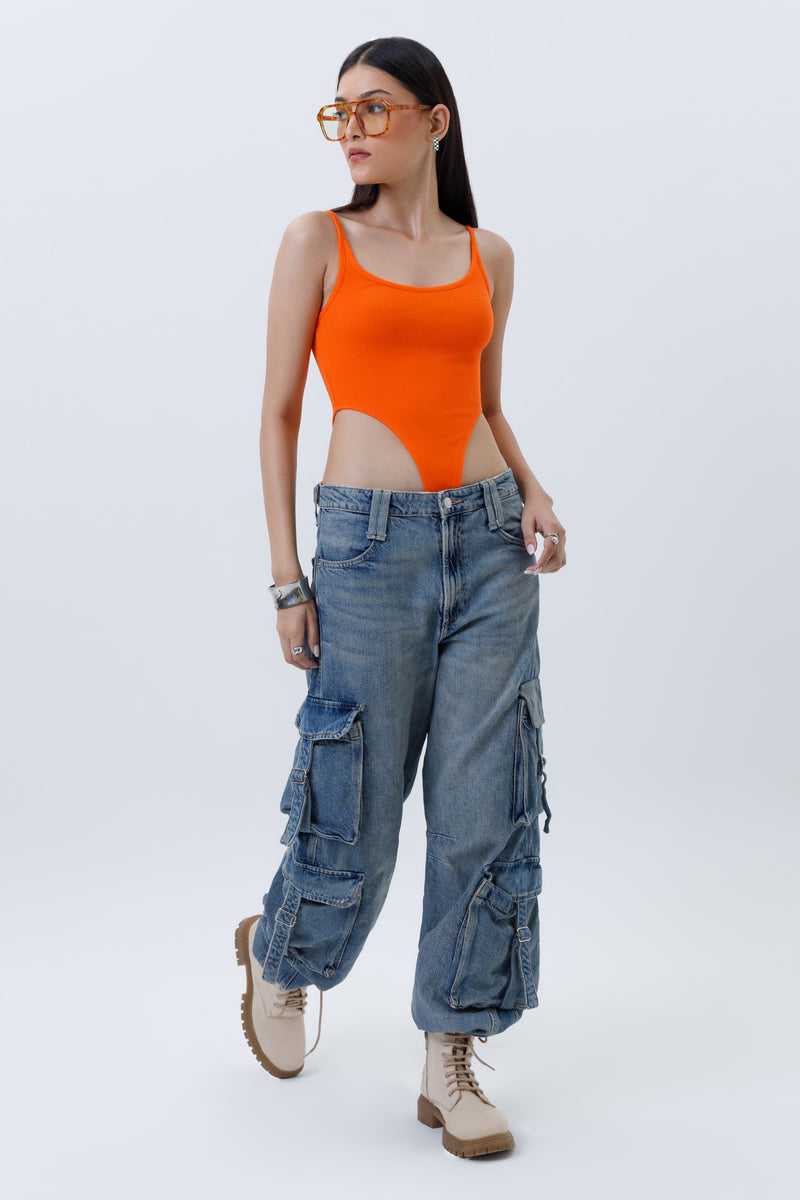 Ribbed High Cut Bodysuit