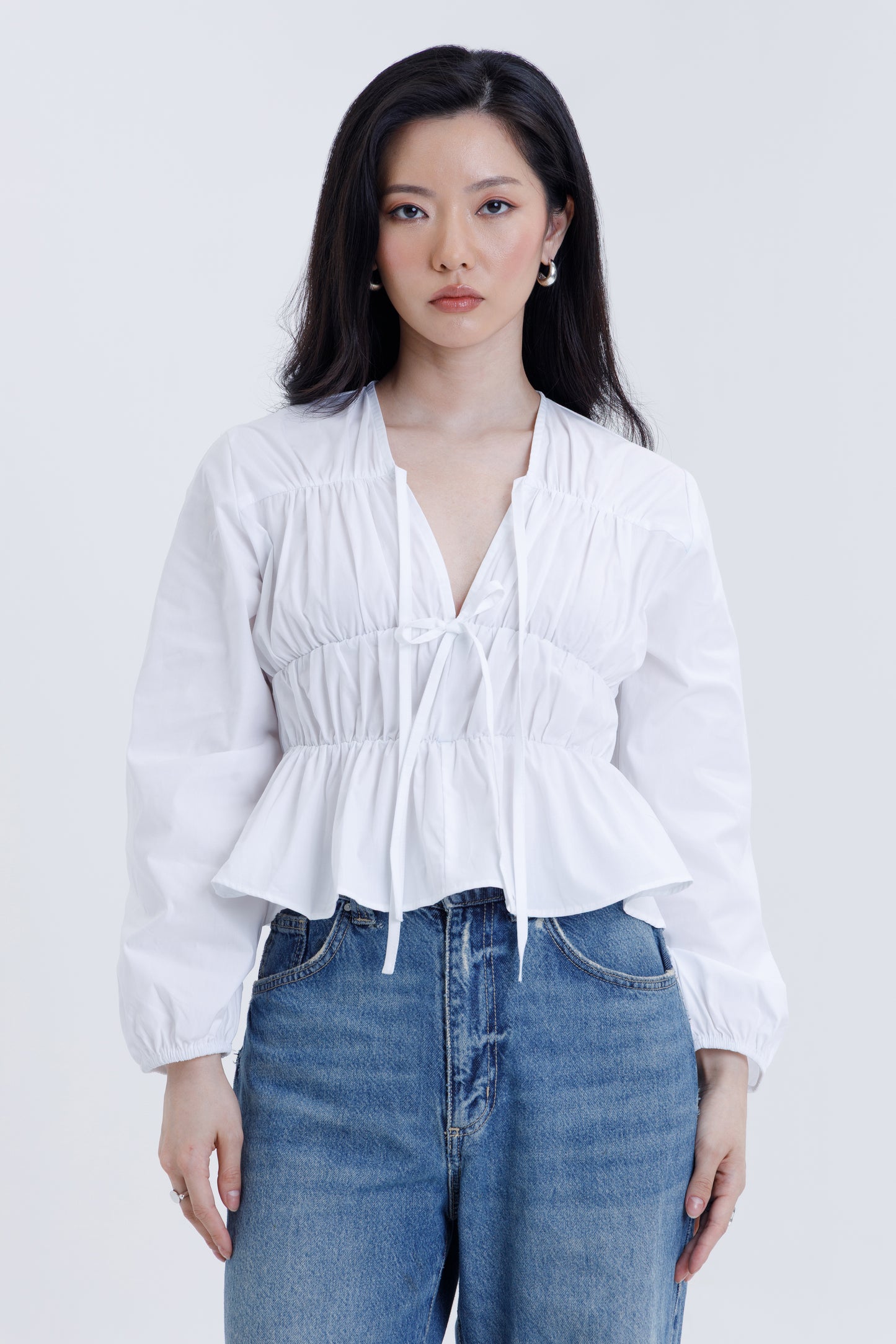 Drawstring Poplin Blouse