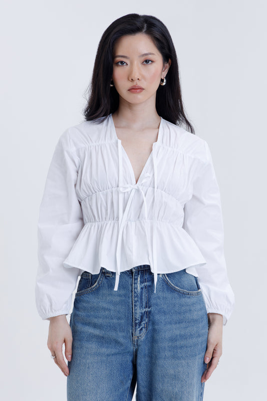Drawstring Poplin Blouse
