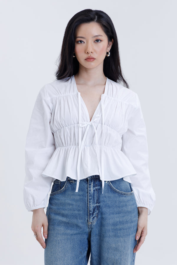 Drawstring Poplin Blouse
