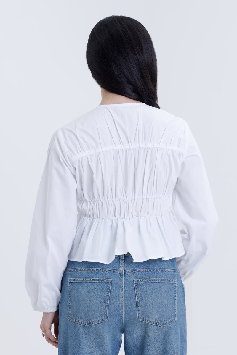 Drawstring Poplin Blouse