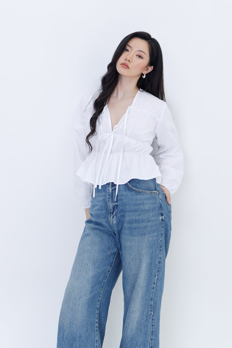 Drawstring Poplin Blouse