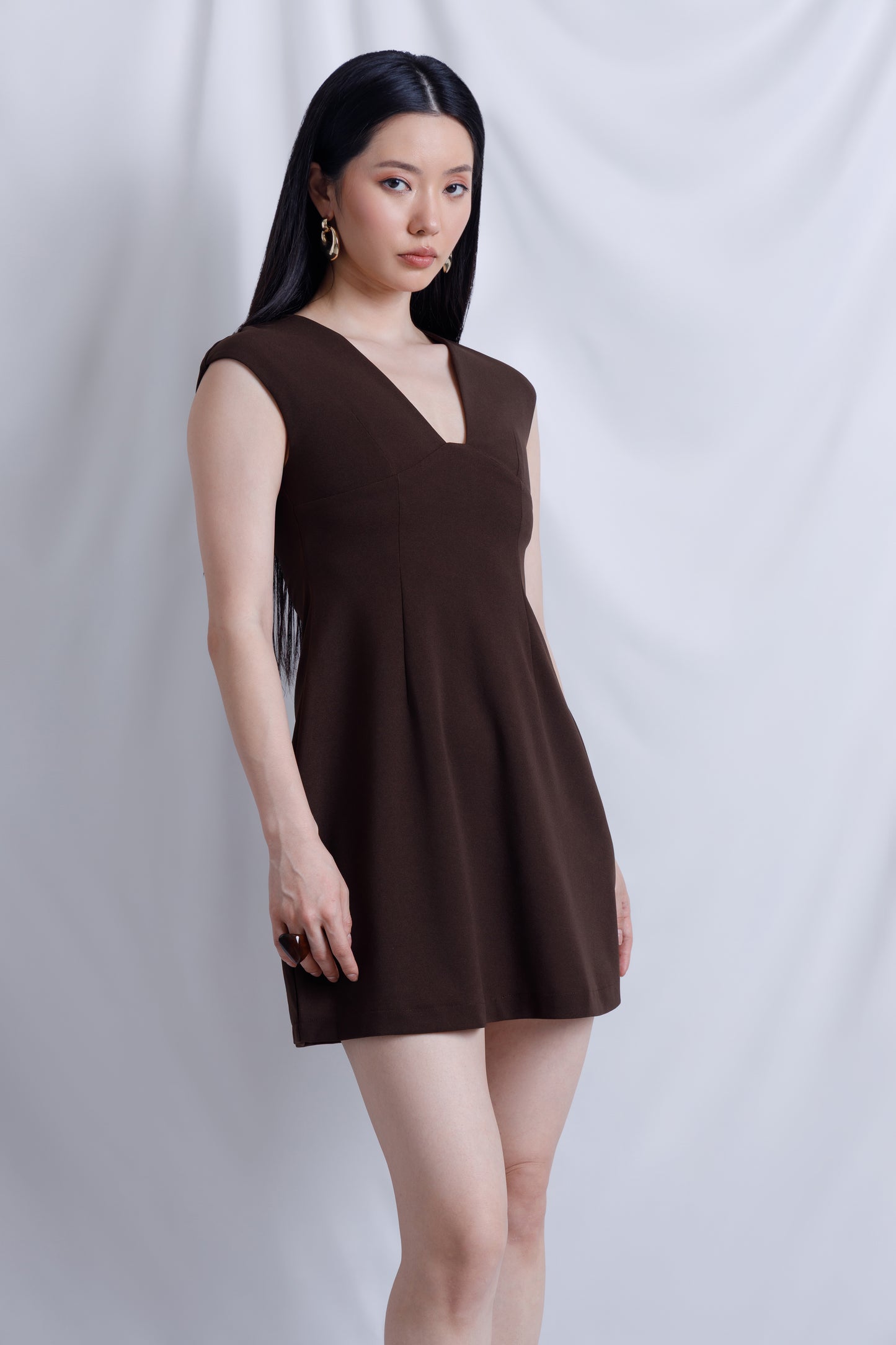 Crepe V-Neck Mini