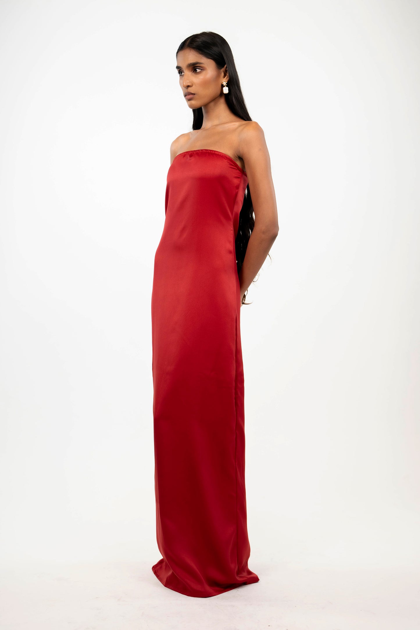 Strapless Satin Maxi