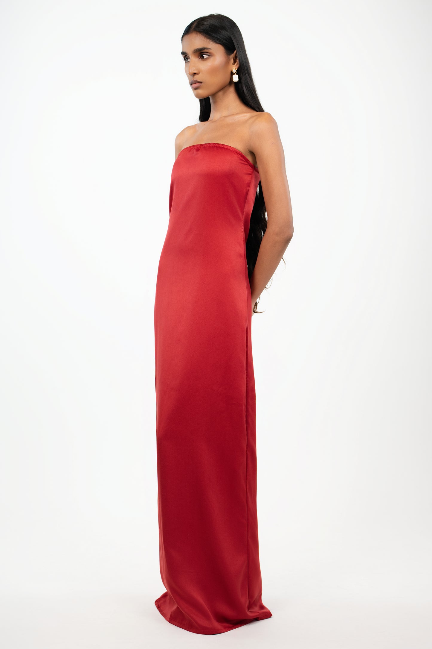 Strapless Satin Maxi