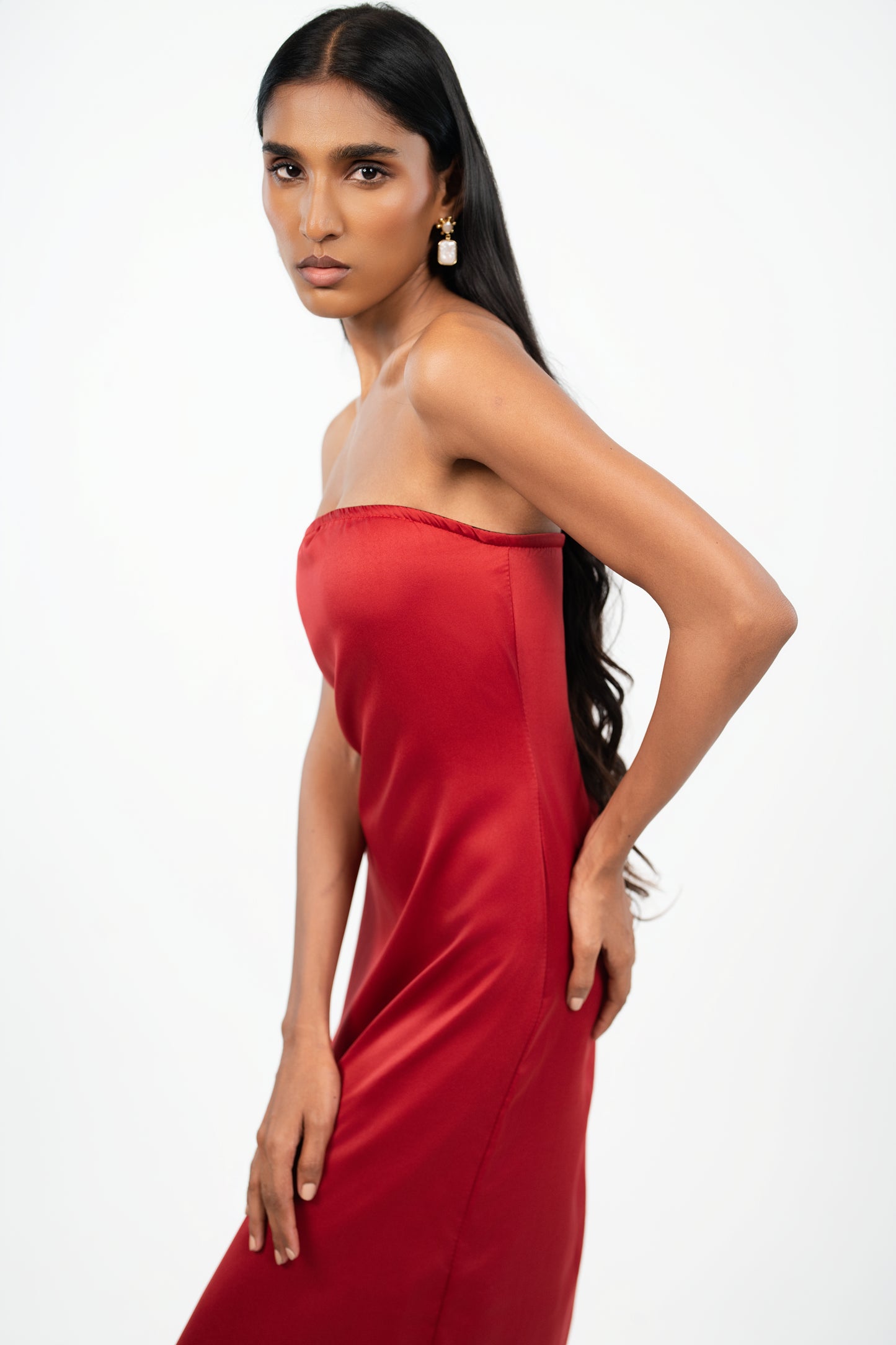 Strapless Satin Maxi