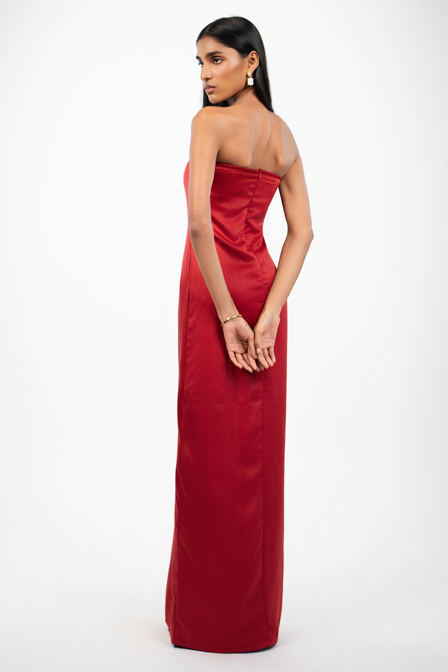 Strapless Satin Maxi