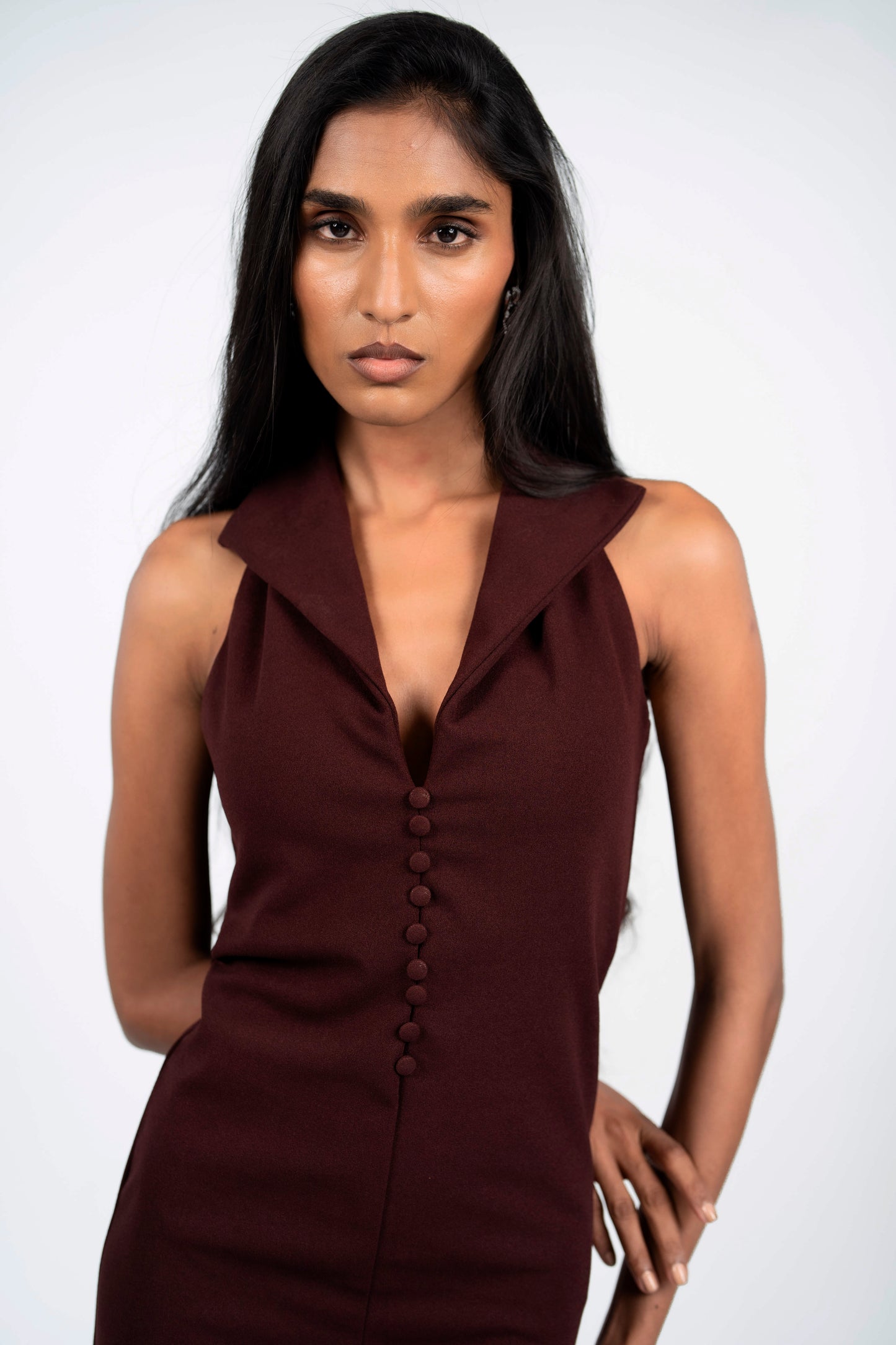 Collared Halter Midi