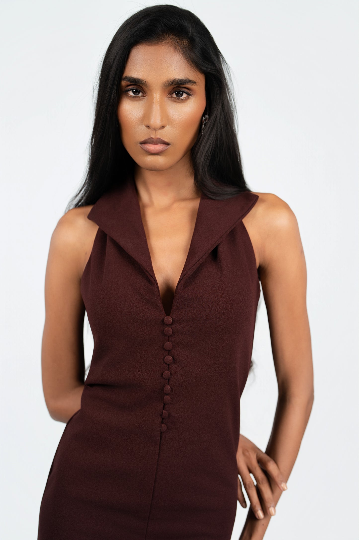 Collared Halter Midi