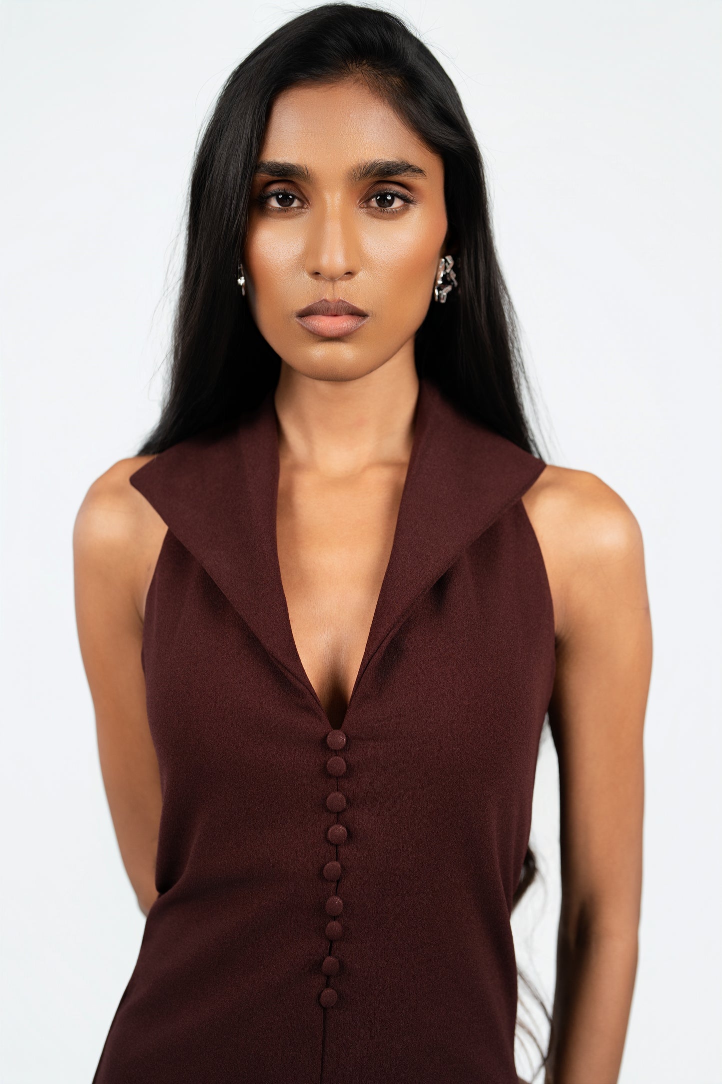 Collared Halter Midi