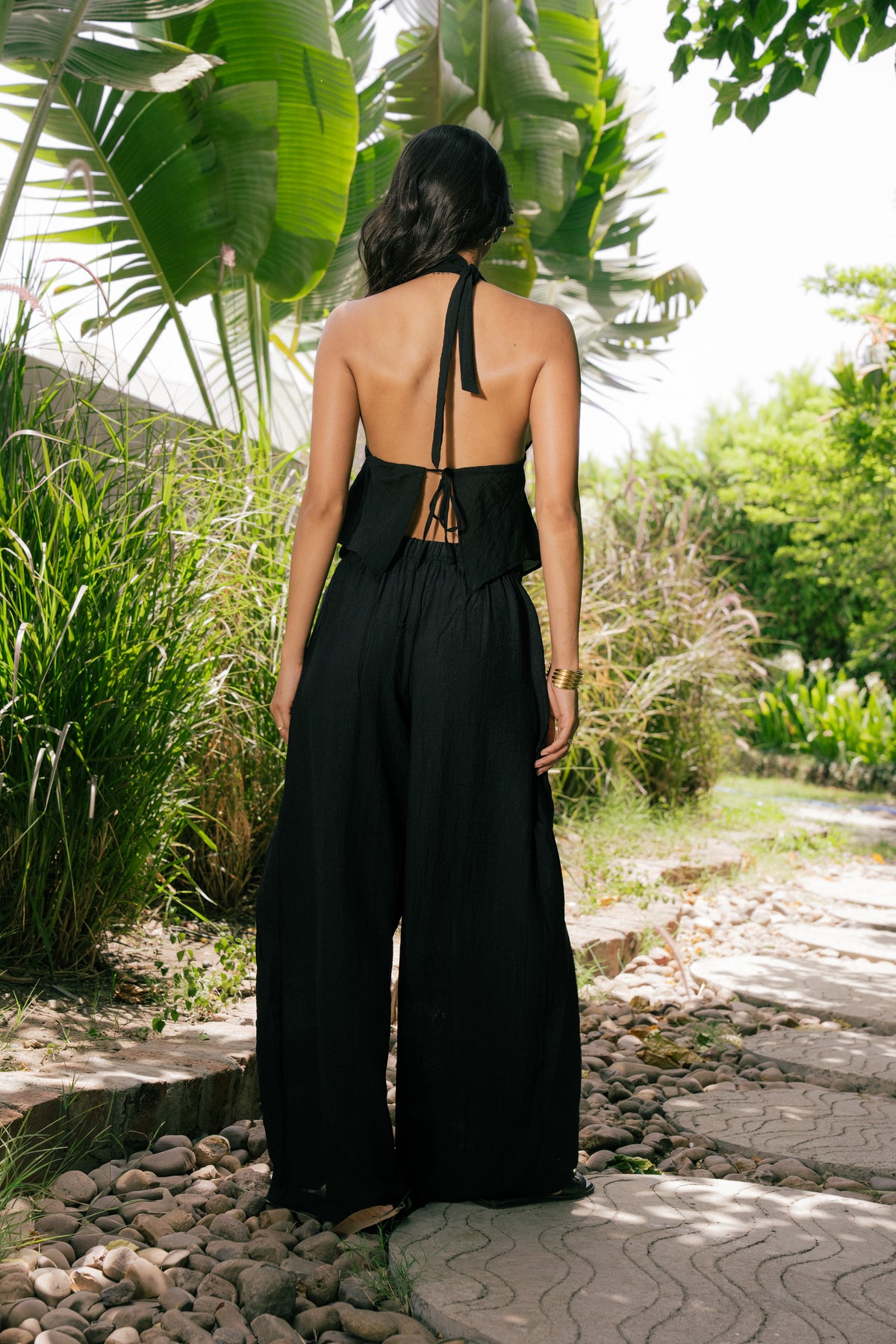 Wide-Leg Drawstring Trousers