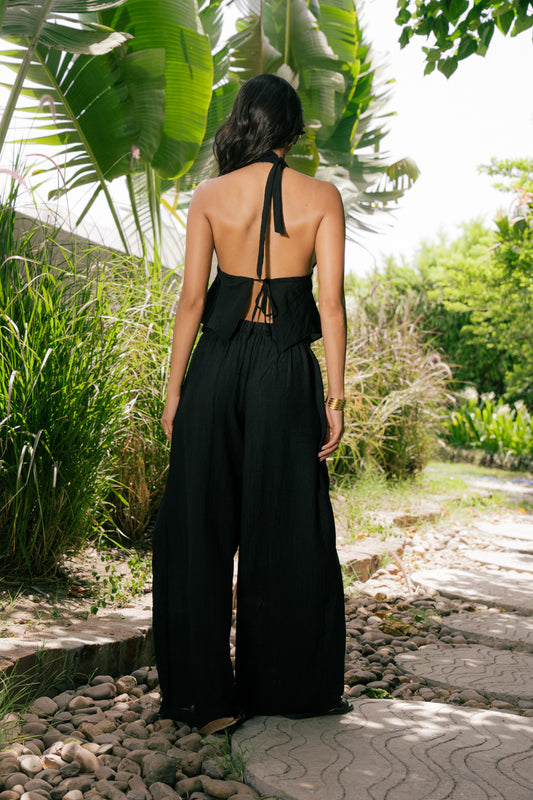 Wide-Leg Drawstring Trousers
