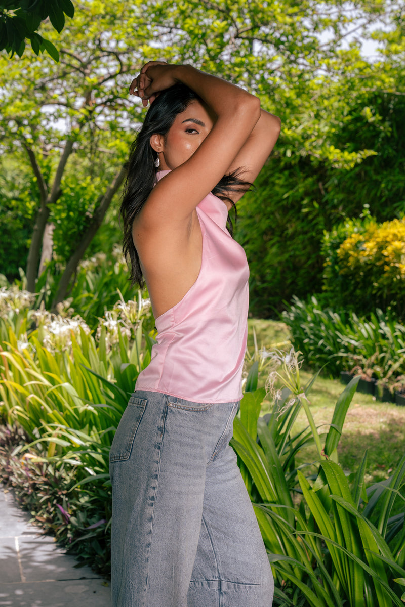 Open-Back Satin Top