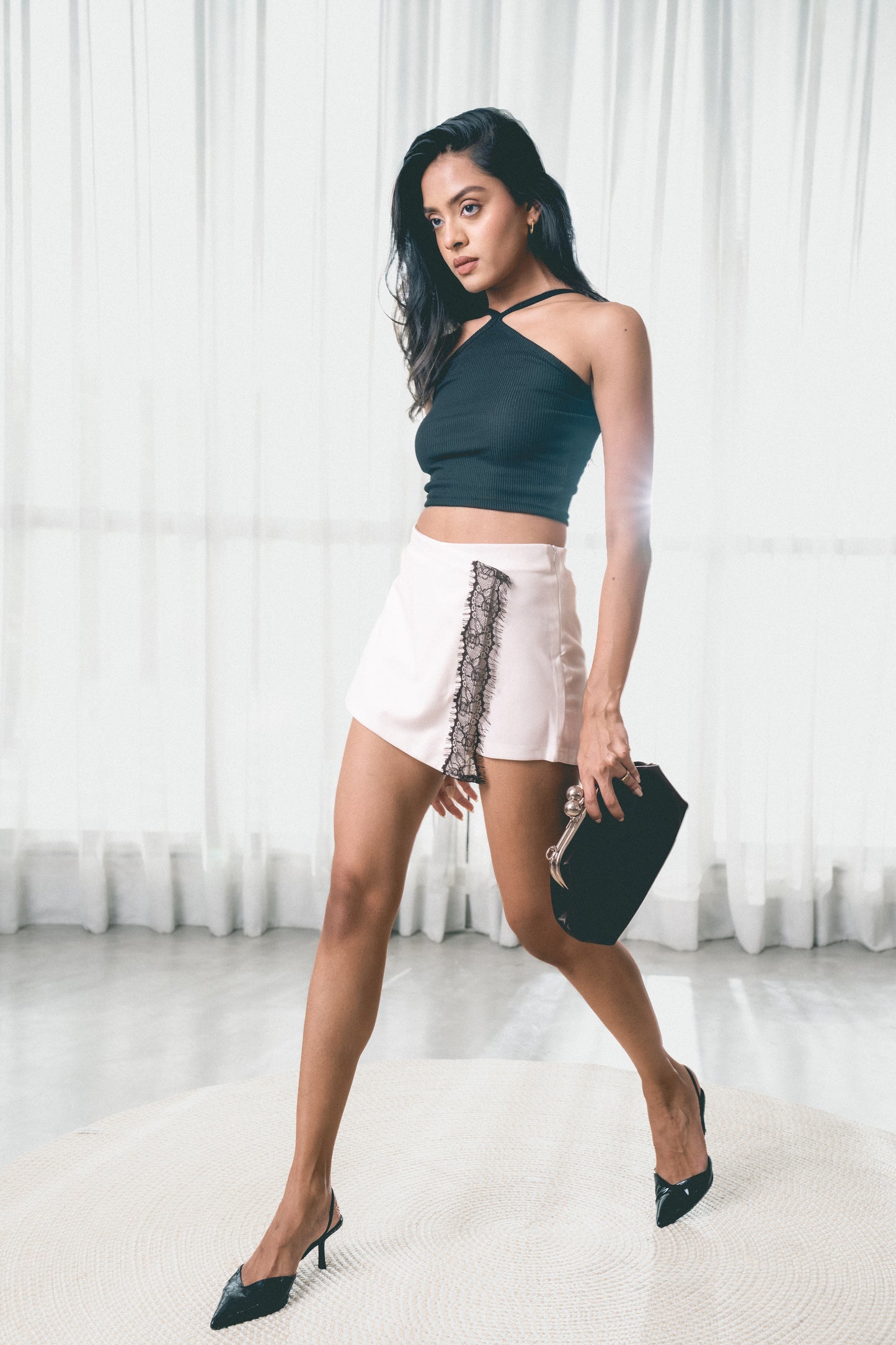 Skort with Contrast Lace
