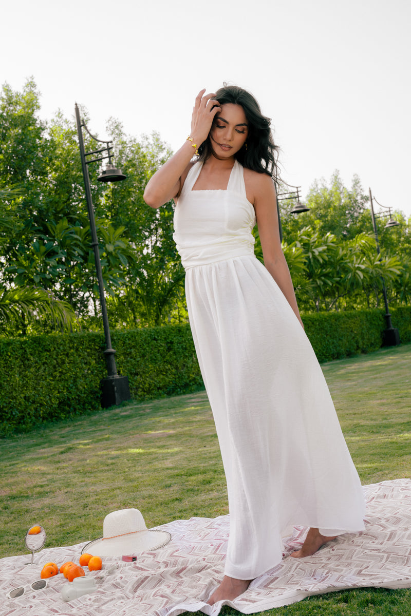 Pleated Halter Maxi