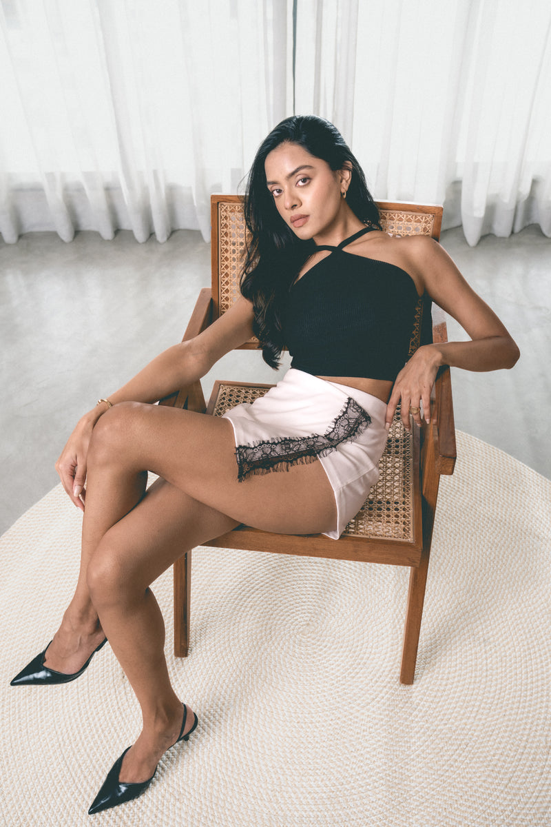 Skort with Contrast Lace